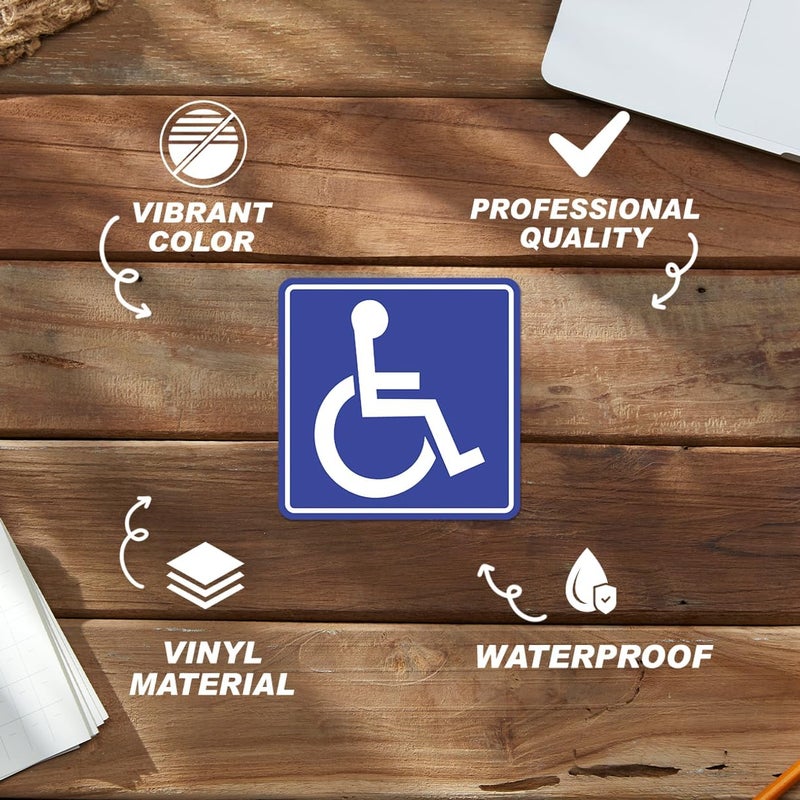 RABOWA Wheelchair Accessibility Symbol Stickers Vinyl Selfadhesive Decals for Public Signage Indoor Outdoor Use Handicap Access Sign 9Pcs Car Skateboard Motorcycle Bedroom - Image 3